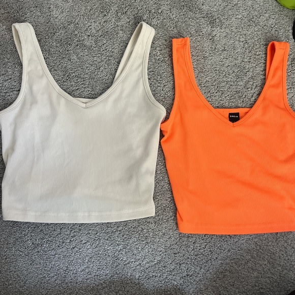 Tops - Crème and Orange tank tops from shein both size small never worn super cute